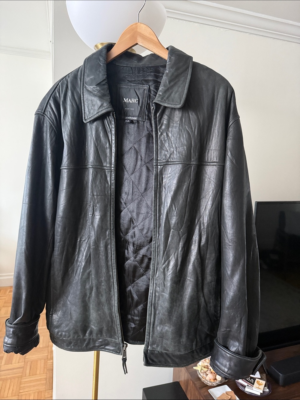 VINTAGE Black Quilted-Lining 100% Leather Jacket